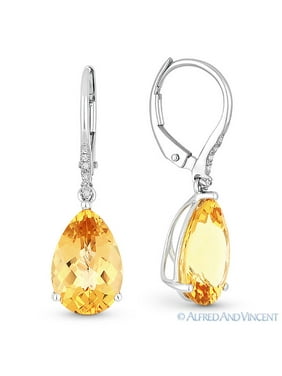 Glitzs Jewels Sterling Silver 1.85Ct Citrine /& White Topaz Cushion-Cut Necklace